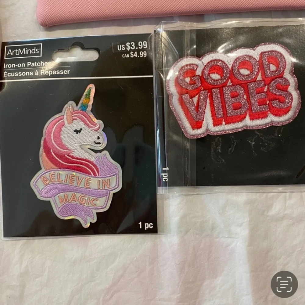 Pencil purse pouches Pop socket Iridescent Patches Unicorn & Good Vibes NWT
